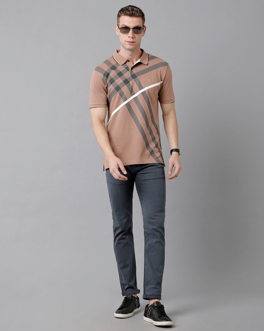 Classic Polo Men's Cotton Printed Half Sleeve Slim Fit Polo Neck Mustard Color T-Shirt | Prm - 710 B