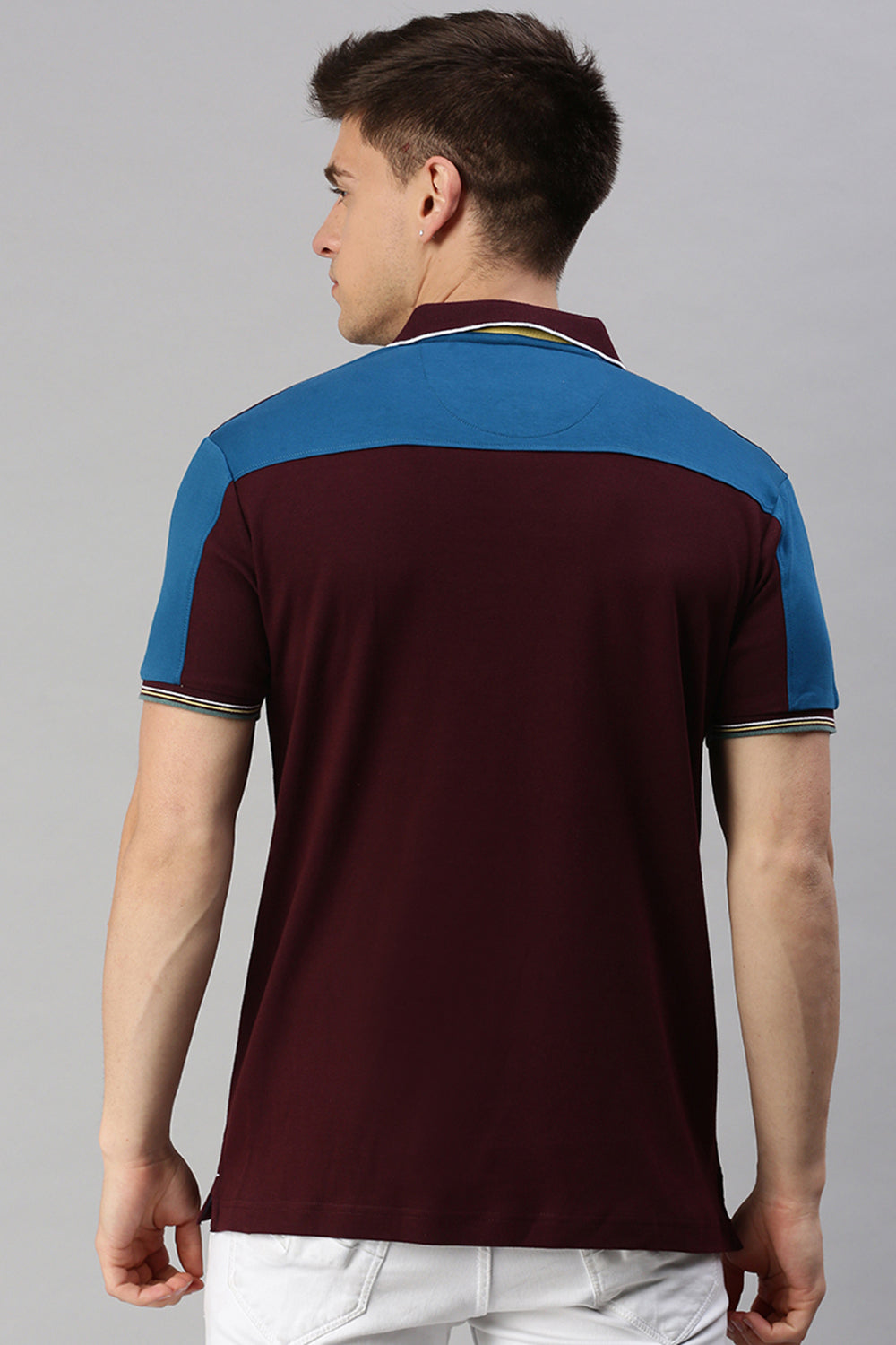 Classic Polo Men's Cotton Half Sleeve Printed Slim Fit Polo Neck Maroon Color T-Shirt | Prm - 761 B