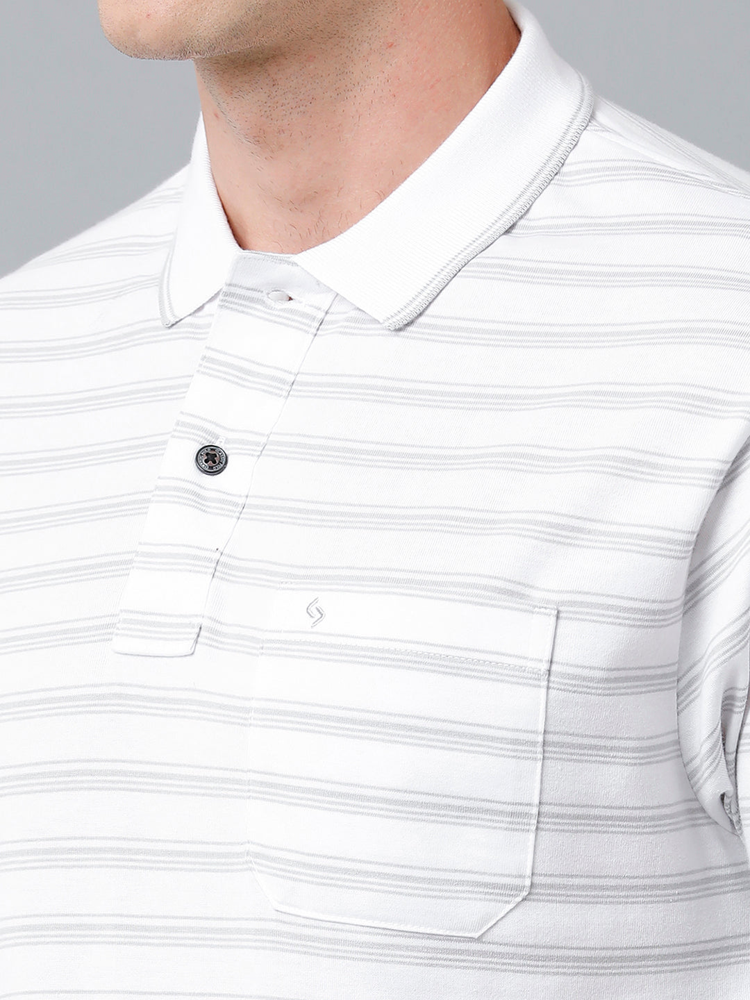 Classic Polo Men's Cotton Half Sleeve Striped Authentic Fit Polo Neck White Color T-Shirt | Feeders - 223 A