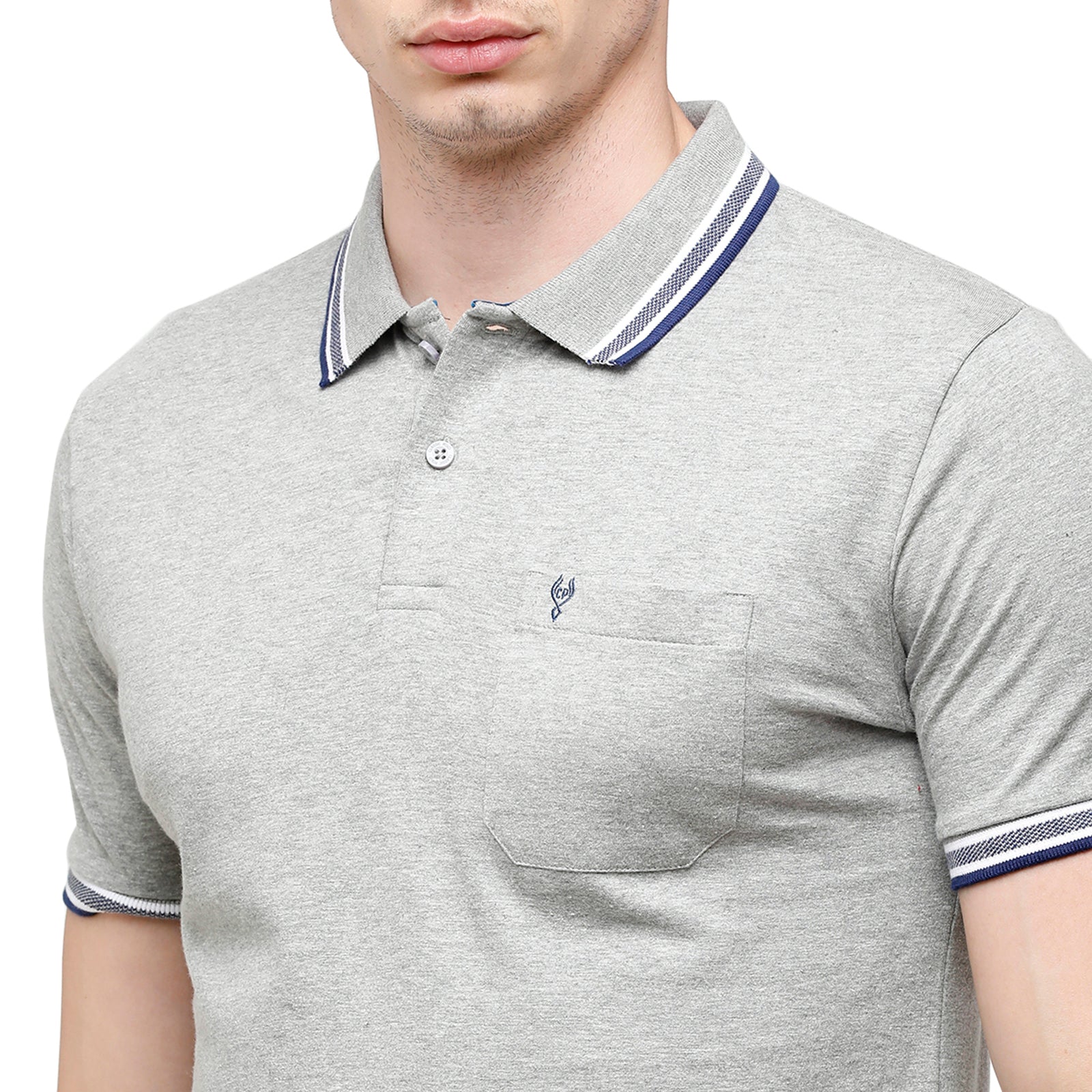 Classic Polo Men's Grey Sporty Polo Half Sleeve Slim Fit T-Shirt | Pristo - Grey Mel