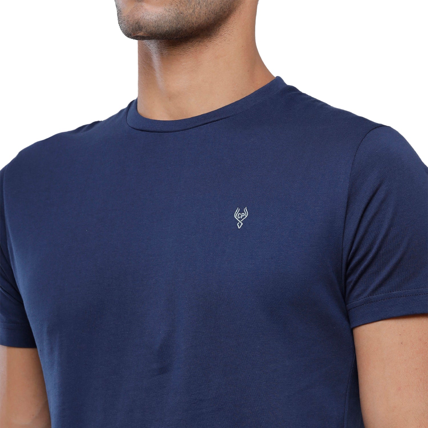 Classic Polo Men's Solid Single Jersey Navy Half Sleeve Slim Fit T-Shirt - Kore-08 T-shirt Classic Polo 