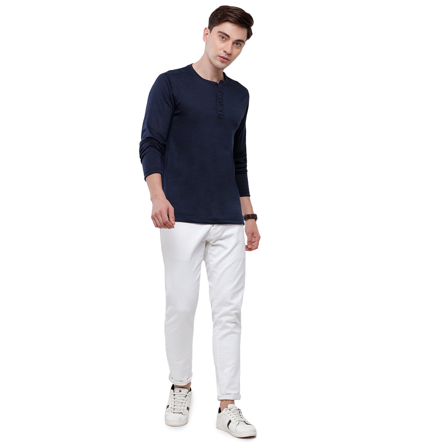 Classic Polo Mens Solid Full Sleeve Slim Fit T-Shirt (VERNO - 271 K SF Y) T-shirt Classic Polo 