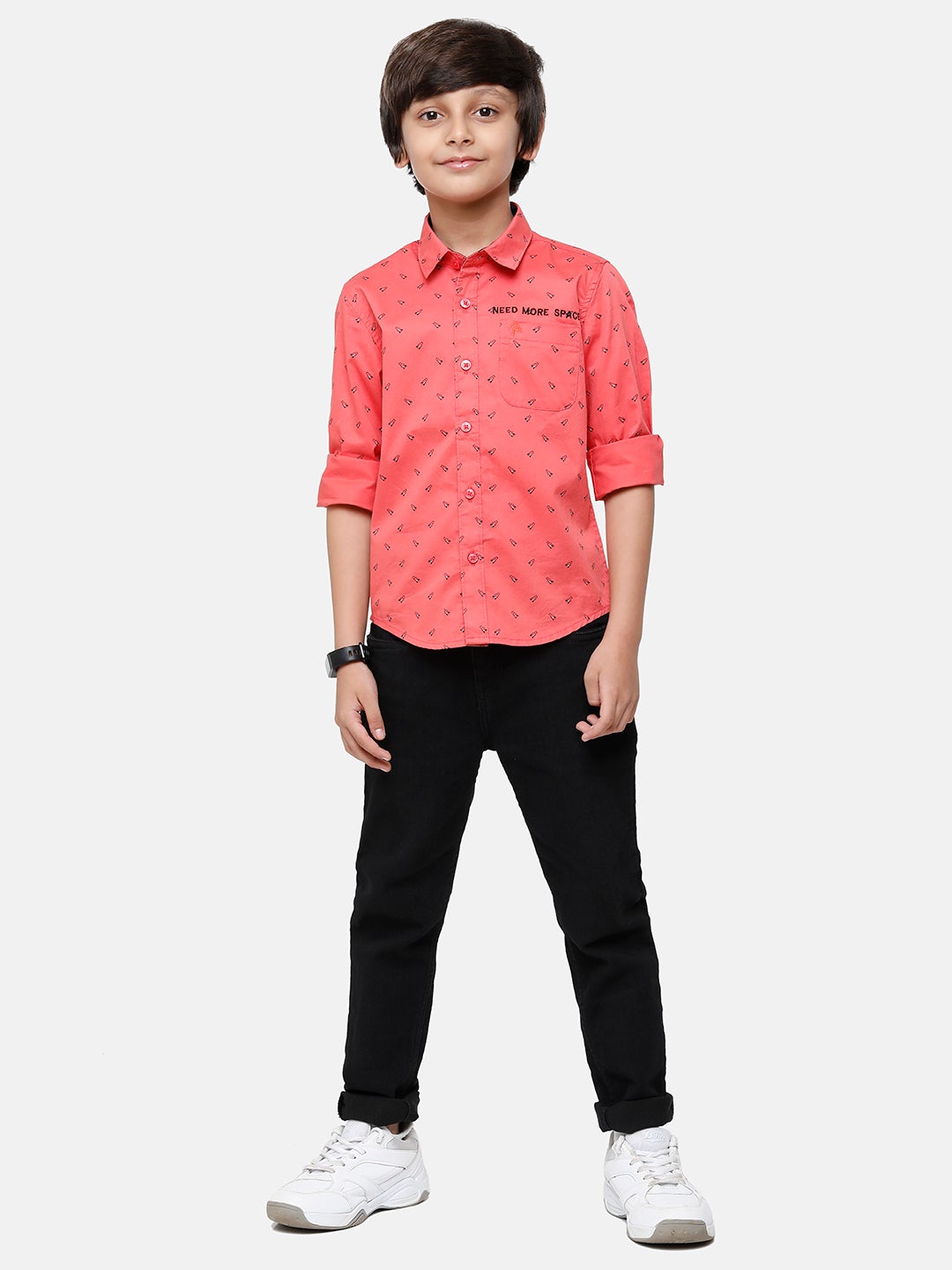 CP Boys Red Printed Full Sleeve Slim Fit Shirt Shirts Classic Polo 