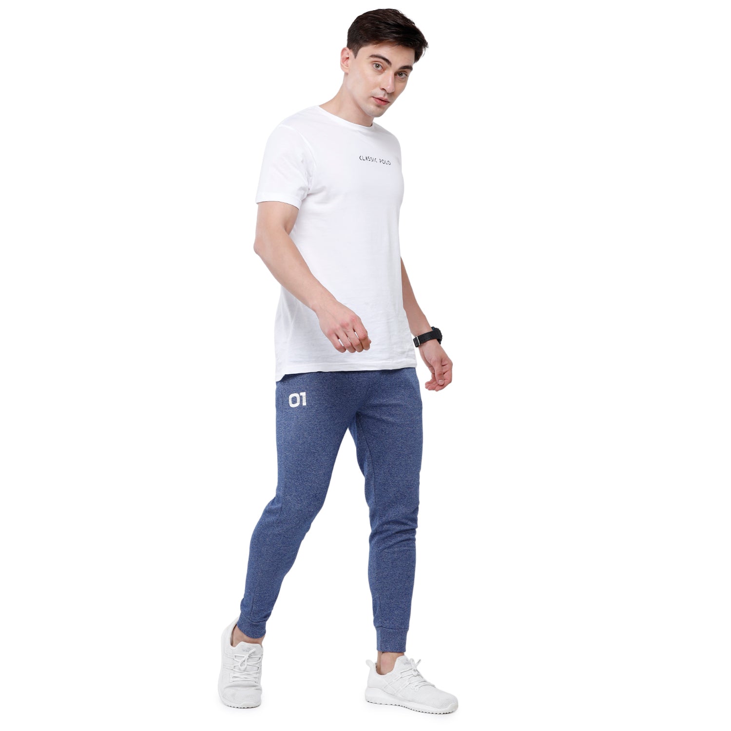 Classic Polo Men's Blue Solid Mélange Slim Fit Sport Jogger Pant - Gioz-04 A Track Pants Classic Polo 