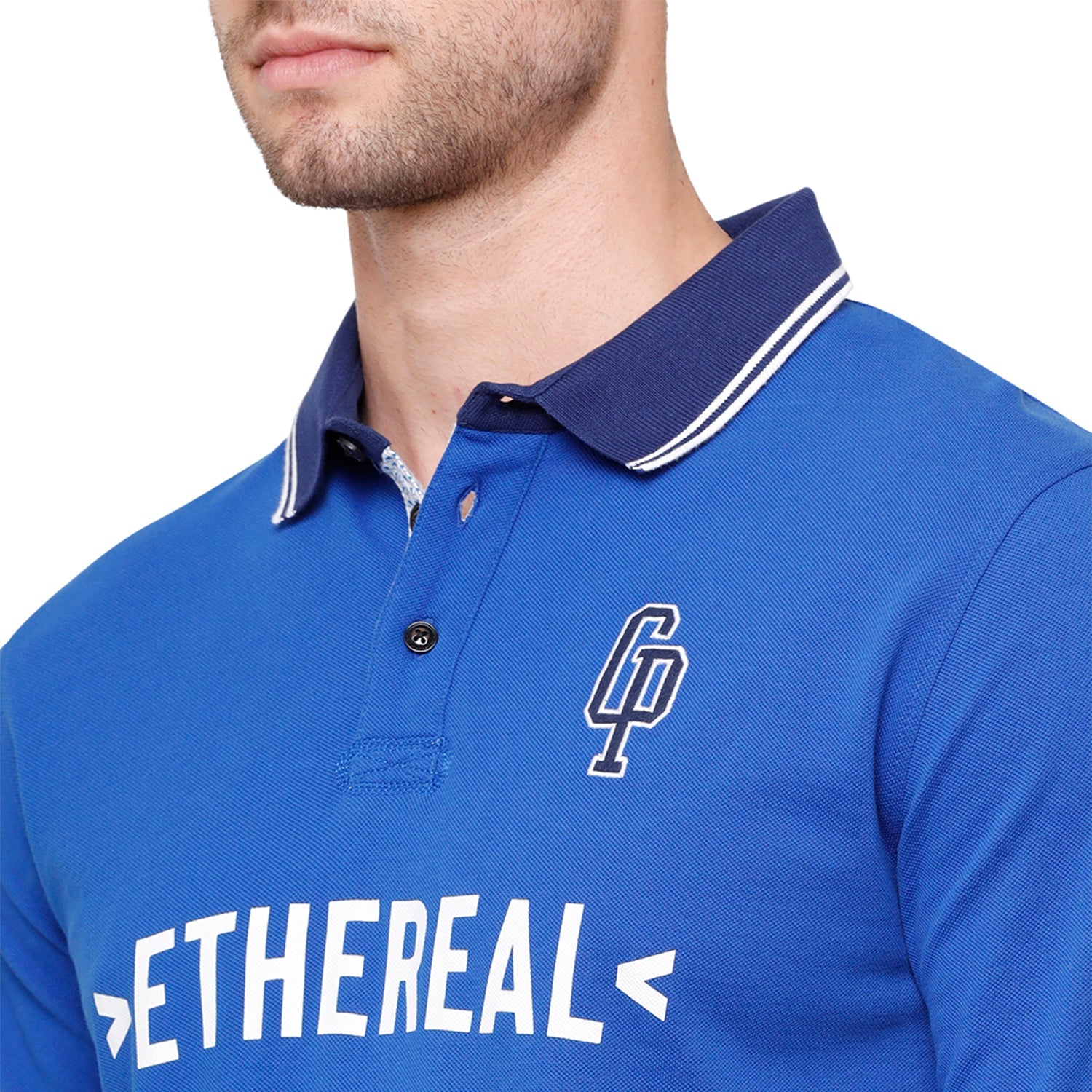 Classic Polo Men's Blue Graphic Polo Full Sleeve Slim Fit T-Shirt - Verno- 254 B T-shirt Classic Polo 