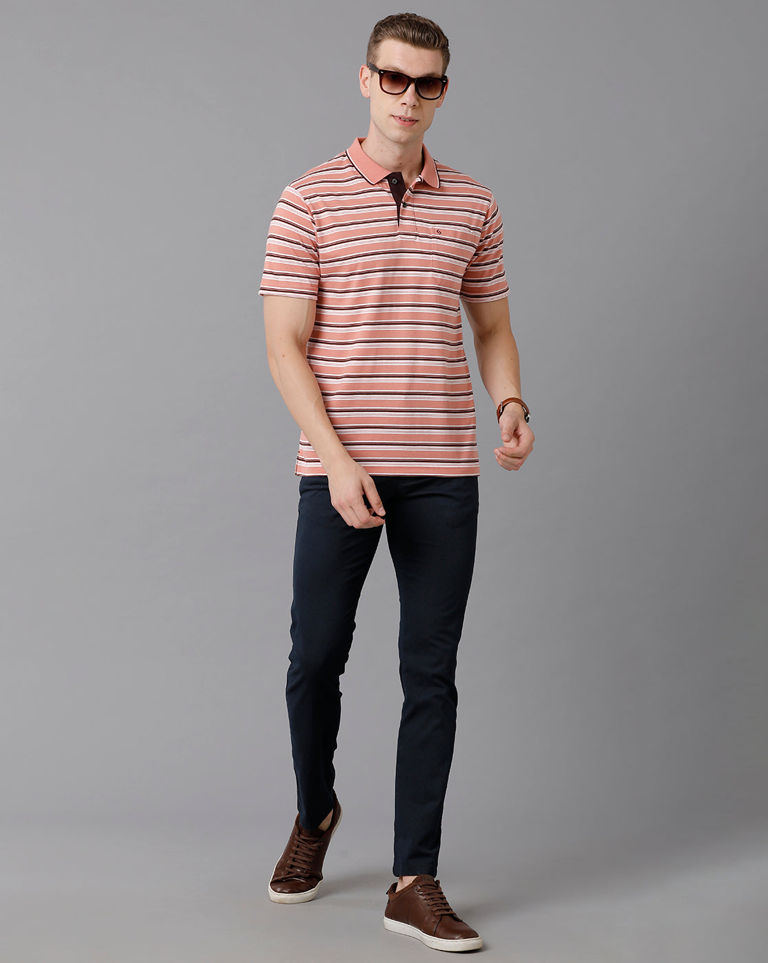 Classic Polo Men's Cotton Striped Authentic Fit Multicolor T-Shirt | Feeders - 202 B