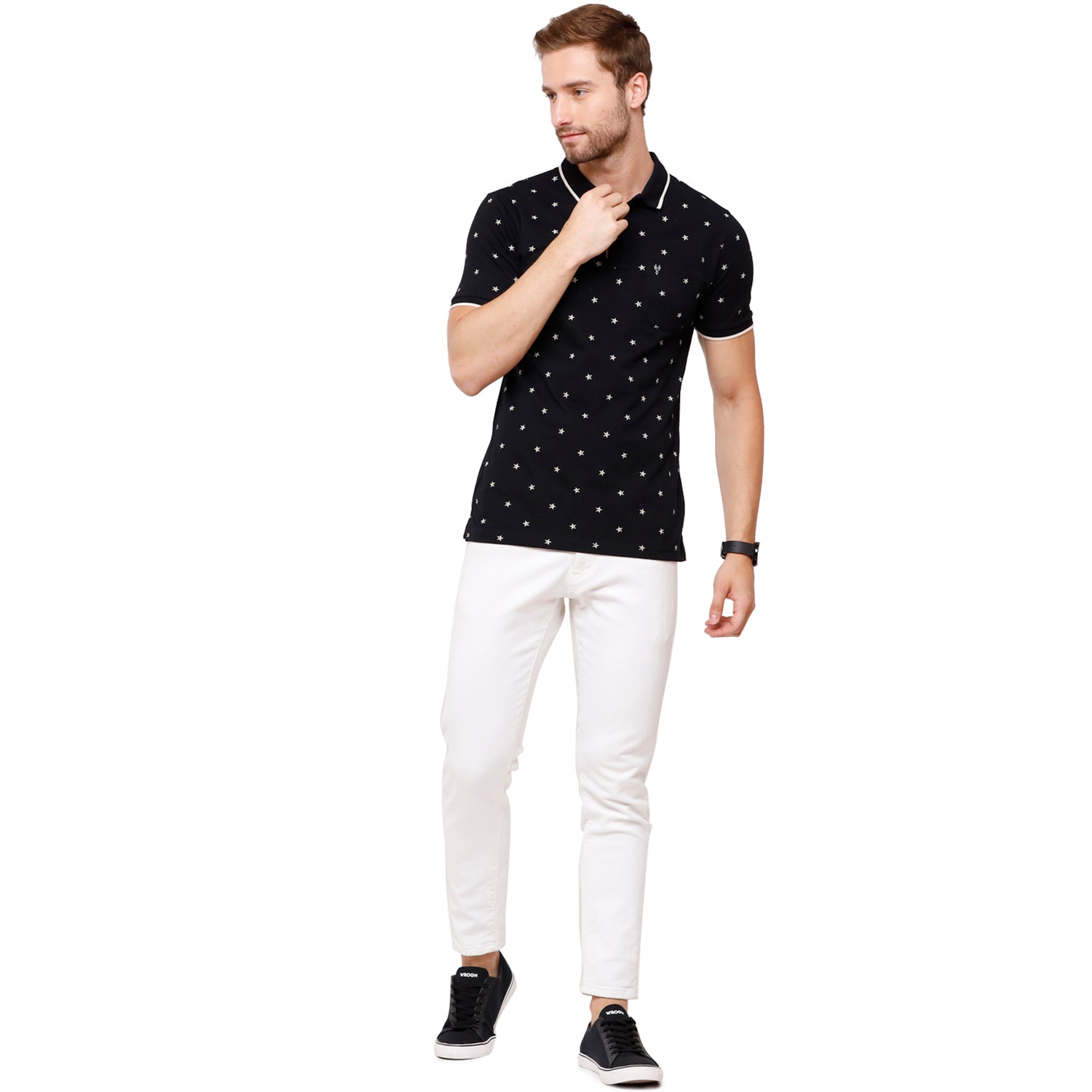 Classic Polo Mens Printed Half Sleeve Slim Fit Polo Neck T-Shirt (BEAU - 161 B SF P) T-shirt Classic Polo 
