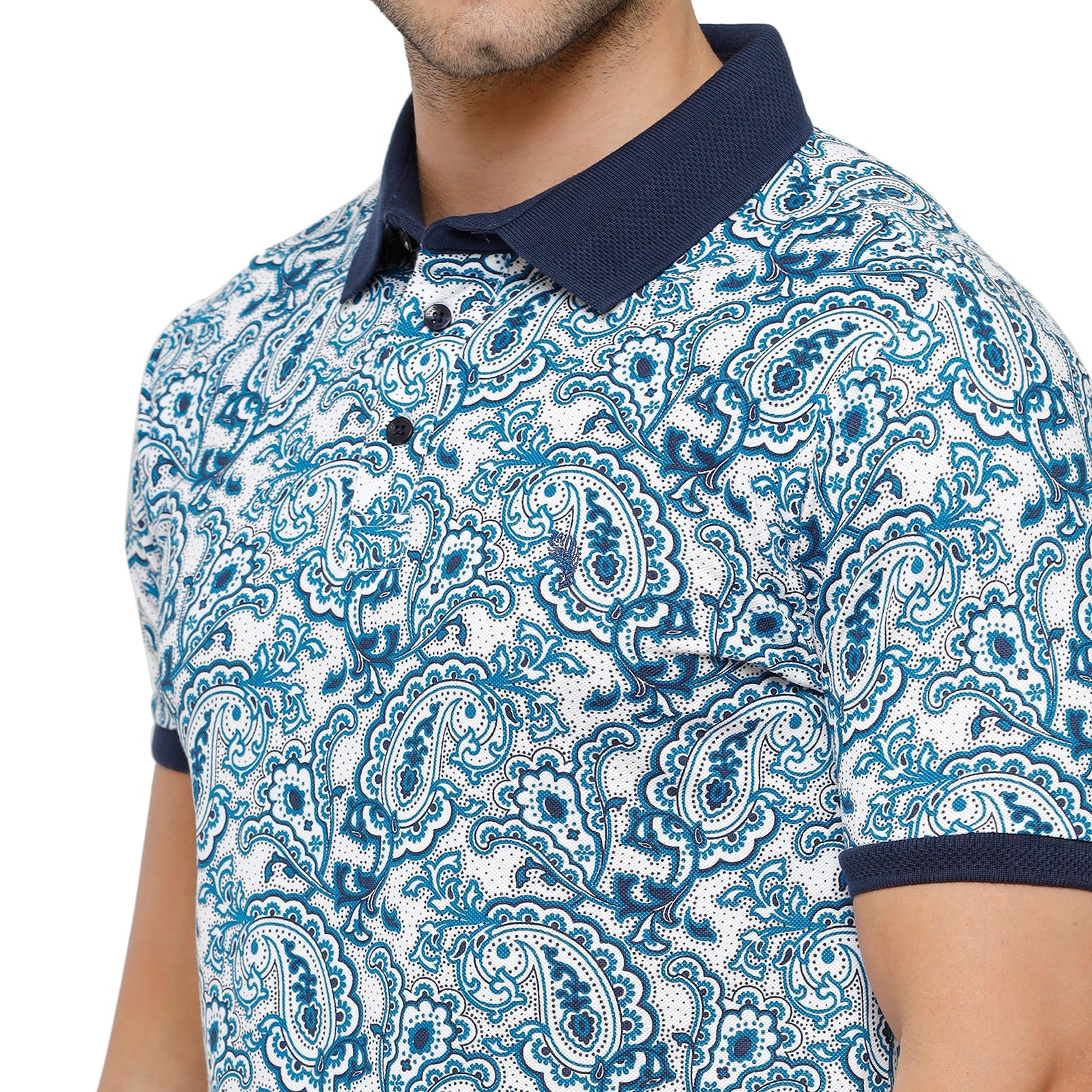 Swiss Club Mens Printed Half Sleeve Slim Fit Aqua Blue Colour T-Shirt - STAG - 205 A Shirts Swiss Club 