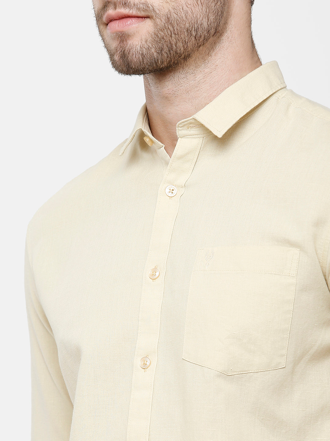 Classic Polo Mens Cotton Solid Milano Fit Full Sleeve Khaki Colour Woven Shirt - Mica Khaki FS