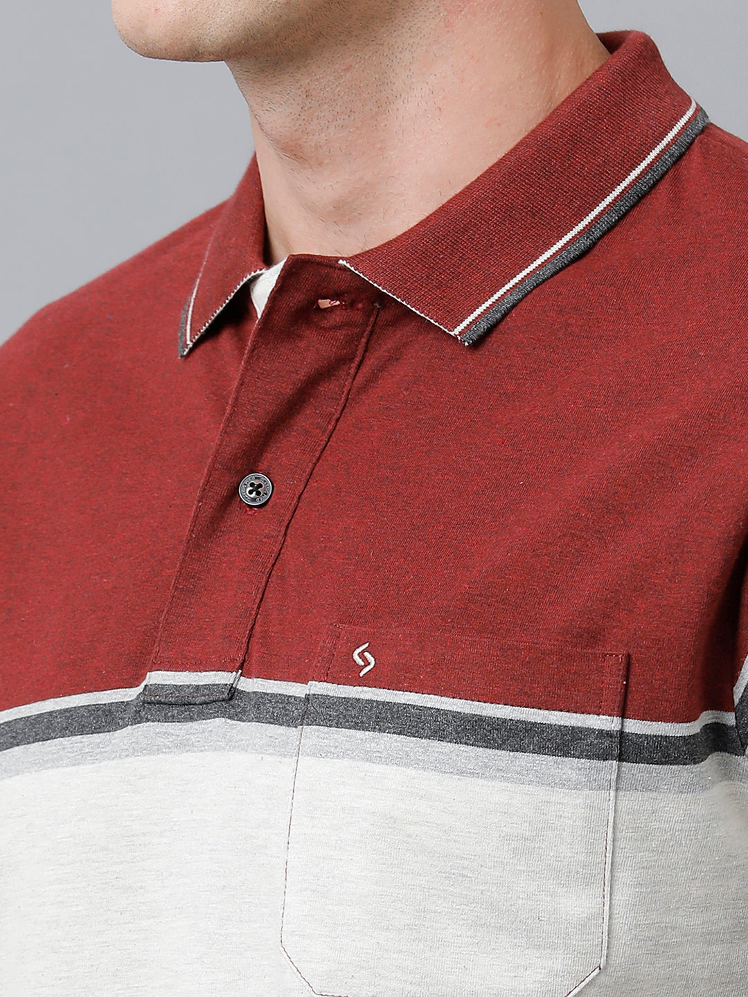 Classic Polo Men's Cotton Blend Half Sleeve Striped Authentic Fit Polo Neck Multicolor Color T-Shirt | Mel - 226 B
