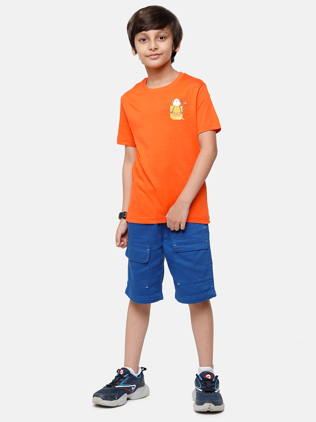 CP Boys Orange Printed Slim Fit Round Neck T-Shirt T-shirt Classic Polo 
