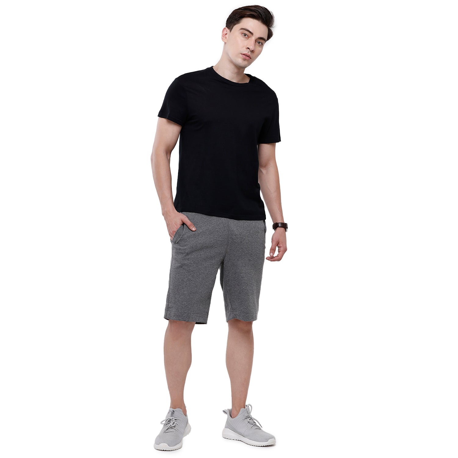 Classic Polo Mens Solid Slim Fit Shorts (NOS-DYNA - ANTHRA MEL) Classic Polo 