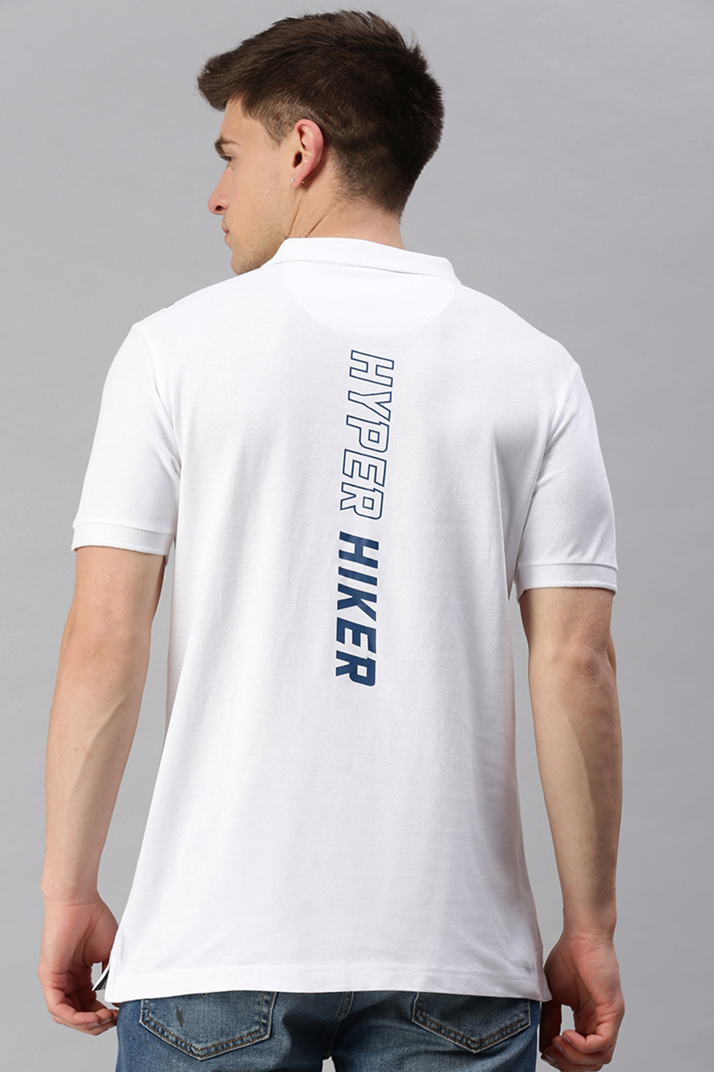 CP BRO Men's Cotton Half Sleeve Printed Slim Fit Polo Neck White Color T-Shirt | Brp - 361 A