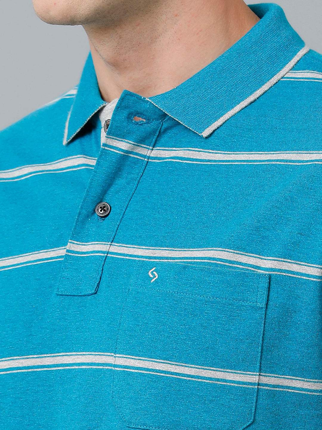 Classic Polo Men's Cotton Blend Half Sleeve Striped Authentic Fit Polo Neck Blue Color T-Shirt | Mel - 221 B