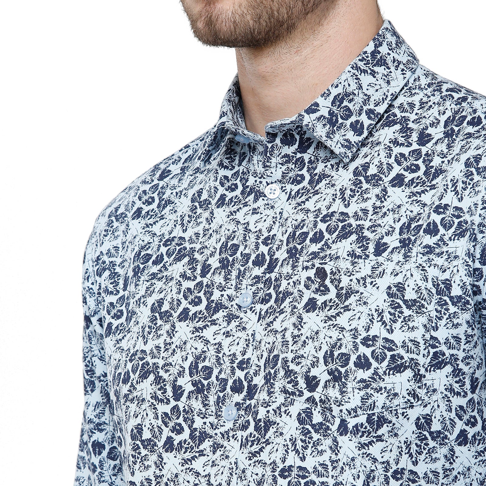 Swiss Club Mens Full Sleeve Printed Slim Fit Blue Colour Woven Shirt - S- SC-122B Shirts Swiss Club 