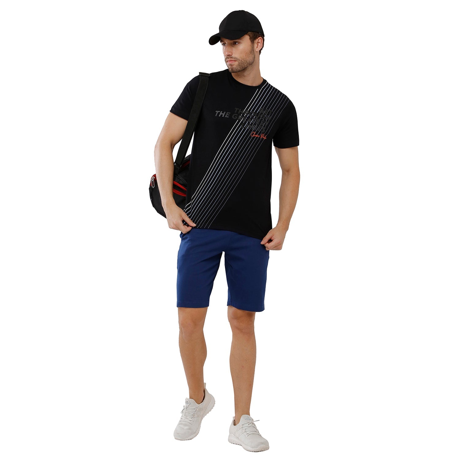 Classic Polo Mens Cotton Slim Fit Crew Neck Black Color T-Shirt - Baleno 403 A T-shirt Classic Polo 