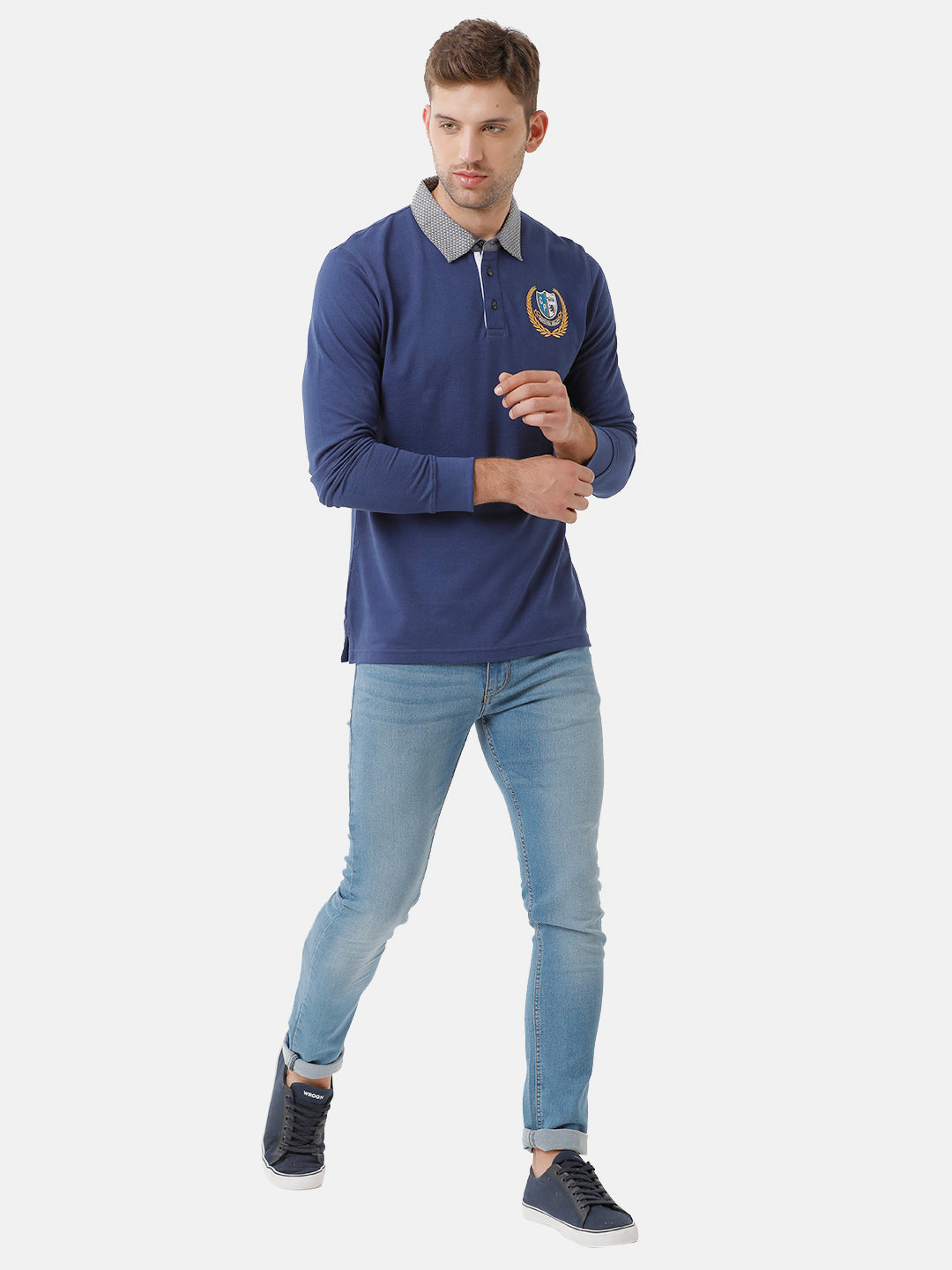 Classic Polo Mens Cotton Full Sleeve Solid Slim Fit Polo Neck Royal Blue Color T-Shirt | Verno 252 A