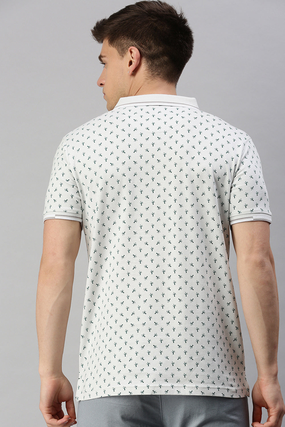Classic Polo Men's Cotton Half Sleeve Printed Slim Fit Polo Neck White Color T-Shirt | Prm - 760 A