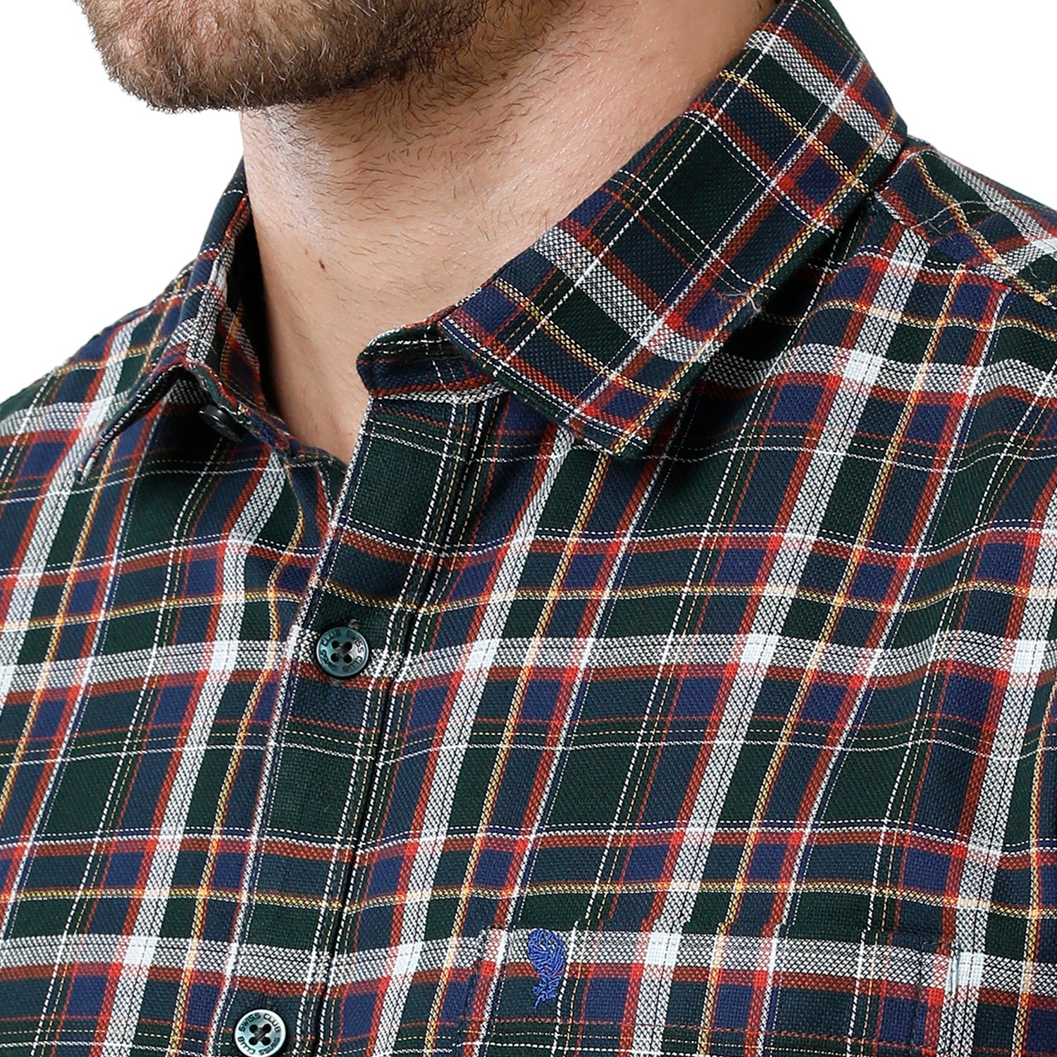 Swiss Club Mens Dark Green Color Slim Fit Full Sleeve Shirt - S-SC-95 B-FS-CHK-SF Shirts Swiss Club 