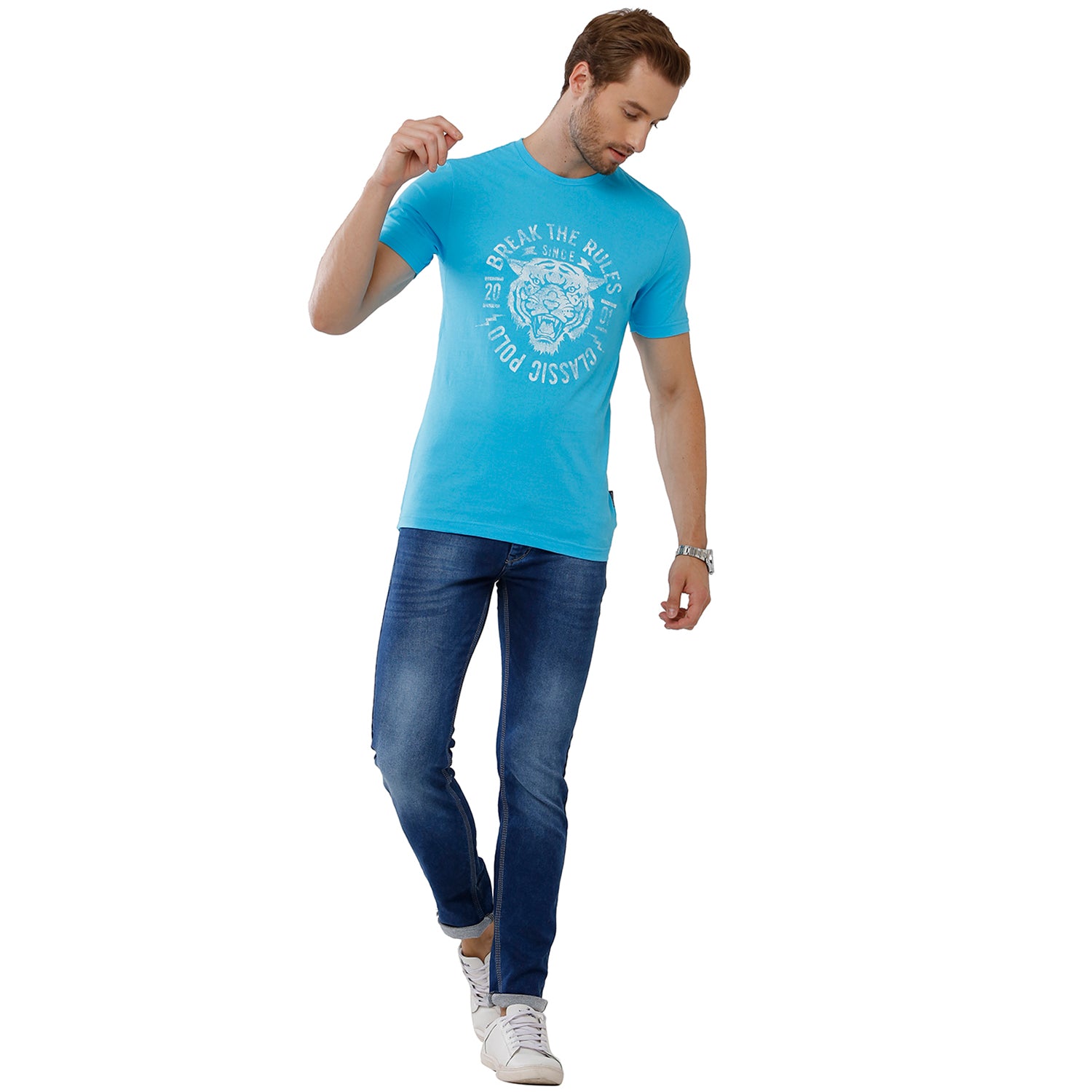 Classic Polo Bro Mens 100% Cotton Solid Slim Fit Ice Blue Color Denim (BDN1-11 A-ICB-SK-LY) Classic Polo 
