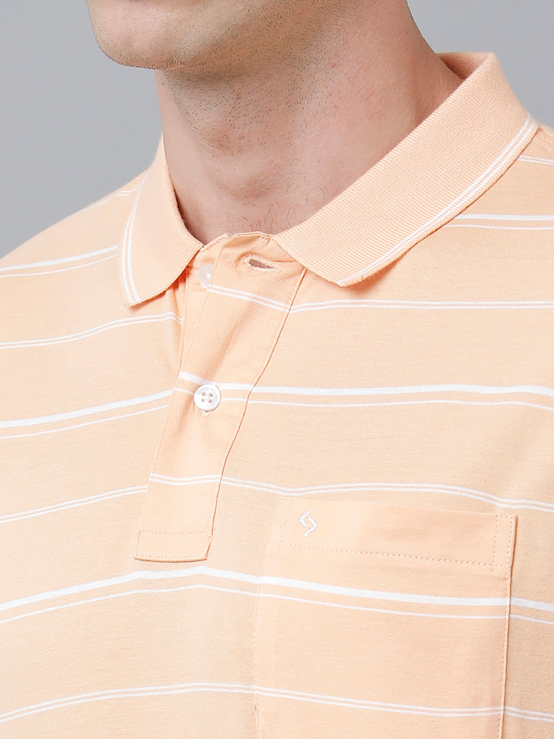 Classic Polo Men's Cotton Half Sleeve Striped Authentic Fit Polo Neck Coral Color T-Shirt | Ap - 88 B