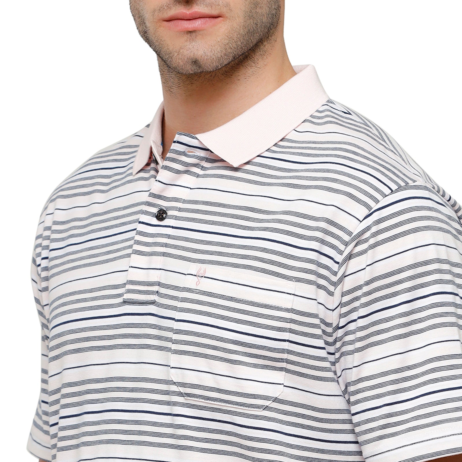Classic Polo Mens Grey Stripes Half Sleeve Authentic Fit T-Shirt AVON - 473 B T-shirt Classic Polo 