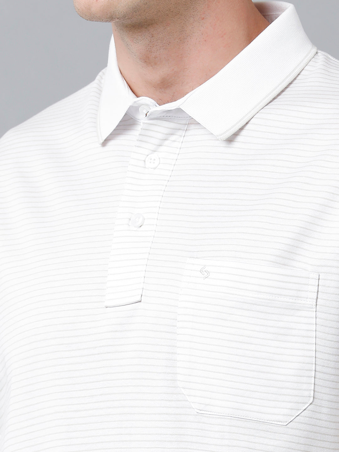 Classic Polo Men's Cotton Half Sleeve Striped Authentic Fit Polo Neck White Color T-Shirt | Ultimo - 316 A