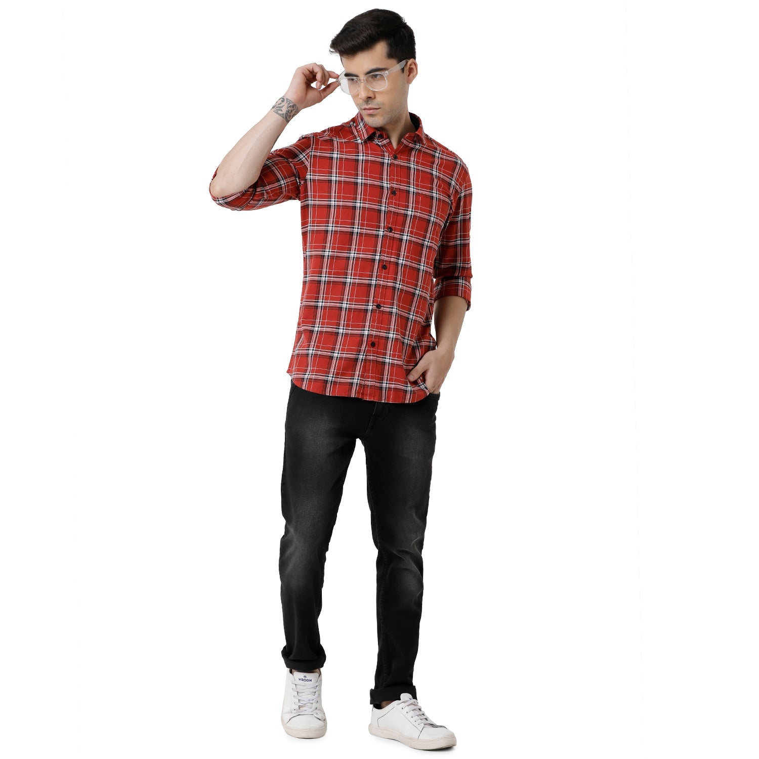 Classic Polo Mens Checked Slim Fit Full Sleeve Red Color Shirt - SN1-138 A Shirts Classic Polo 