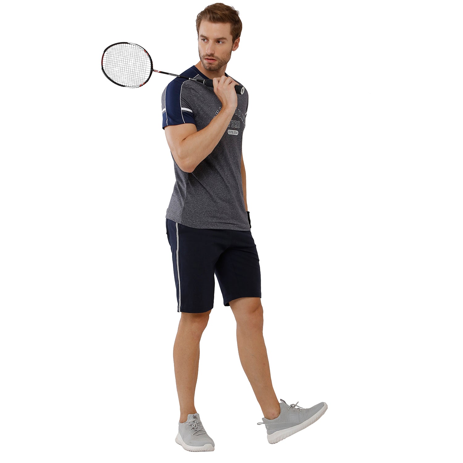 Classic Polo Bro Mens 100% Cotton Color Block Half Sleeve Slim Fit Crew Neck Grey Color T-Shirt (BRCN - 468 B SF C) Classic Polo 