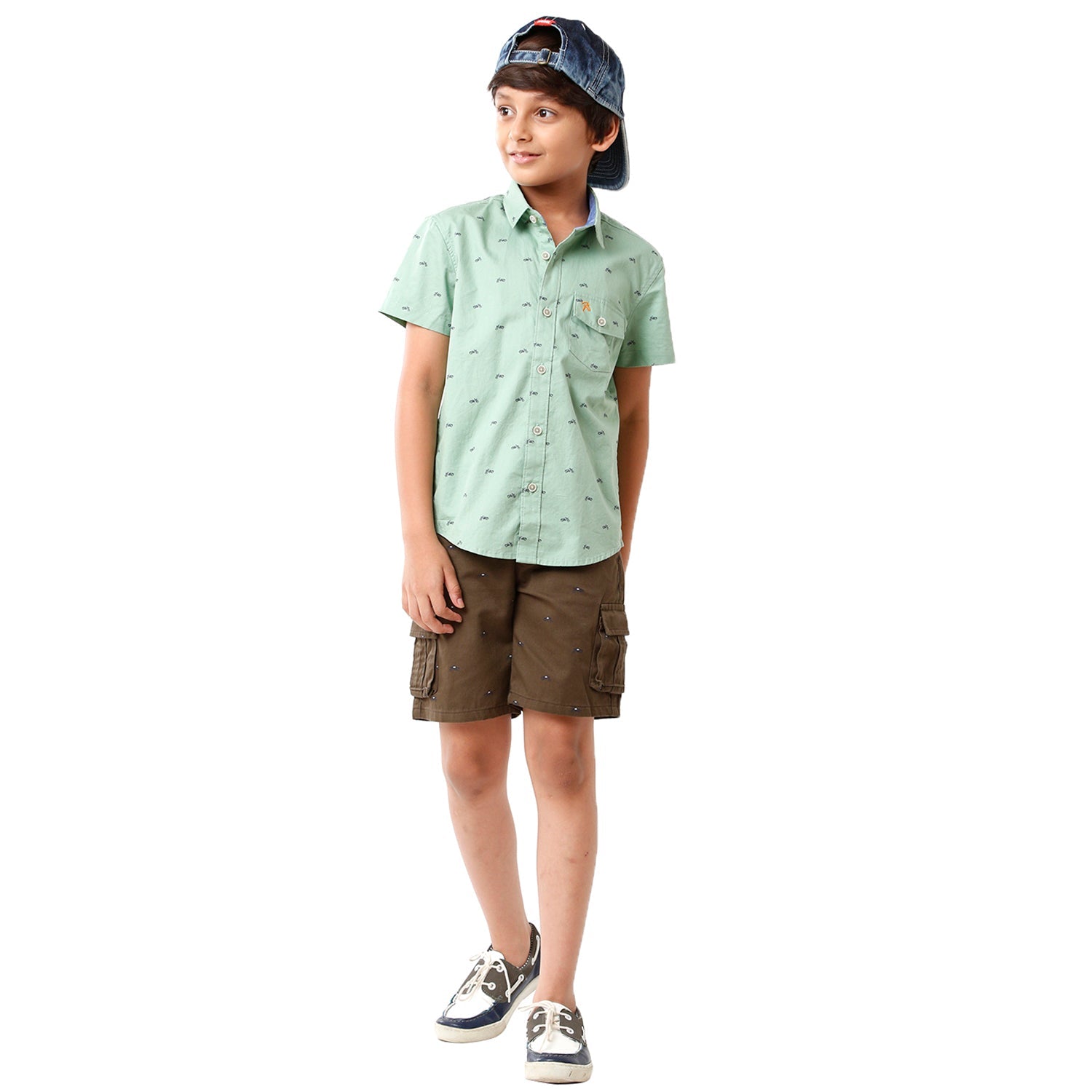 Classic Polo Bro Boys Printed Half Sleeve Slim Fit Green Color Shirt - BBSH S2 29 B Shirts Classic Polo 