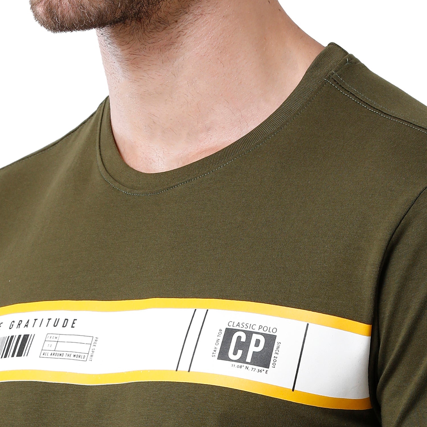 Men's Green Color Half Sleeve Round Neck Graphic T Shirt - BALENO - 409 B SF C T-shirt Classic Polo 