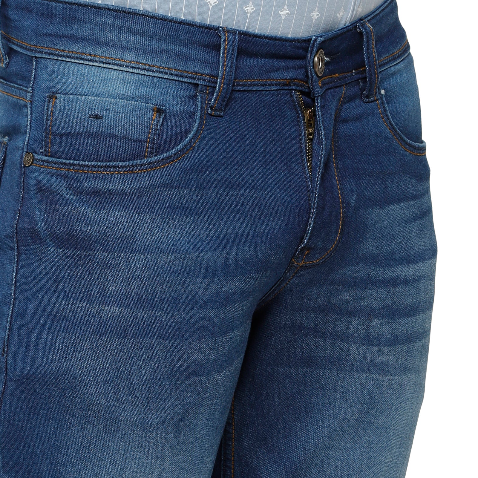 Classic Polo Mens Solid Slim Fit 98% Cotton 2% Lycra Blue Fashion Denim ( CPDM2-07A-MBL-SL-LY_30INCH ) Jeans Classic Polo 