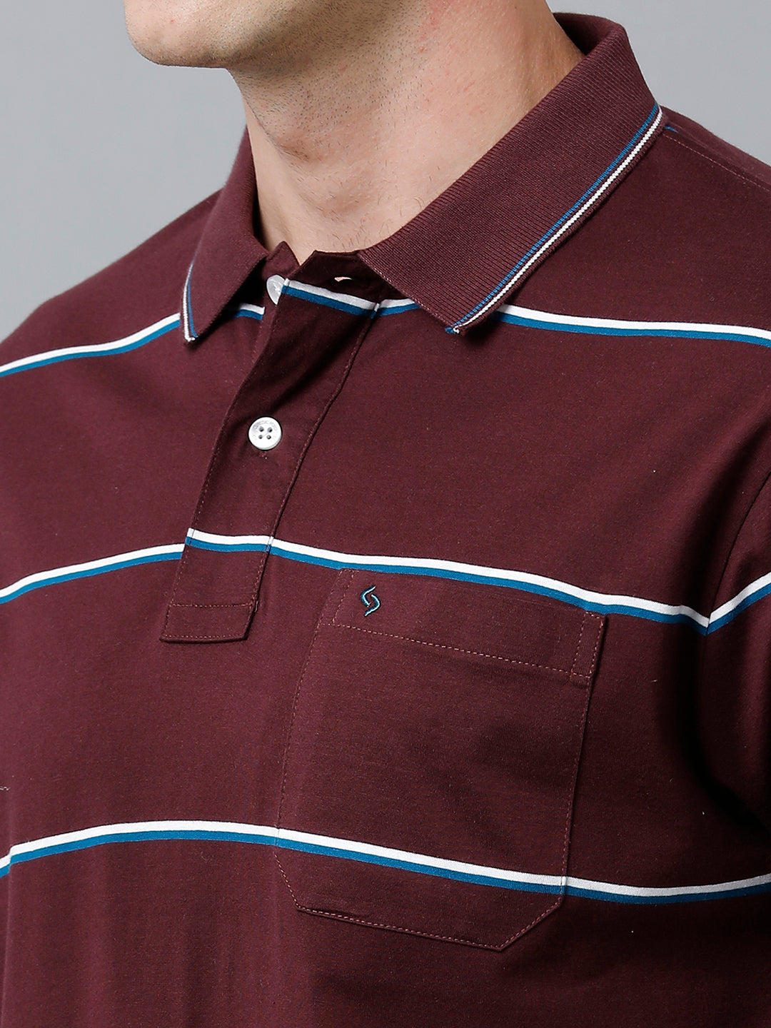 Classic Polo Men's Cotton Half Sleeve Striped Authentic Fit Polo Neck Brown Color T-Shirt | Ap - 84 B