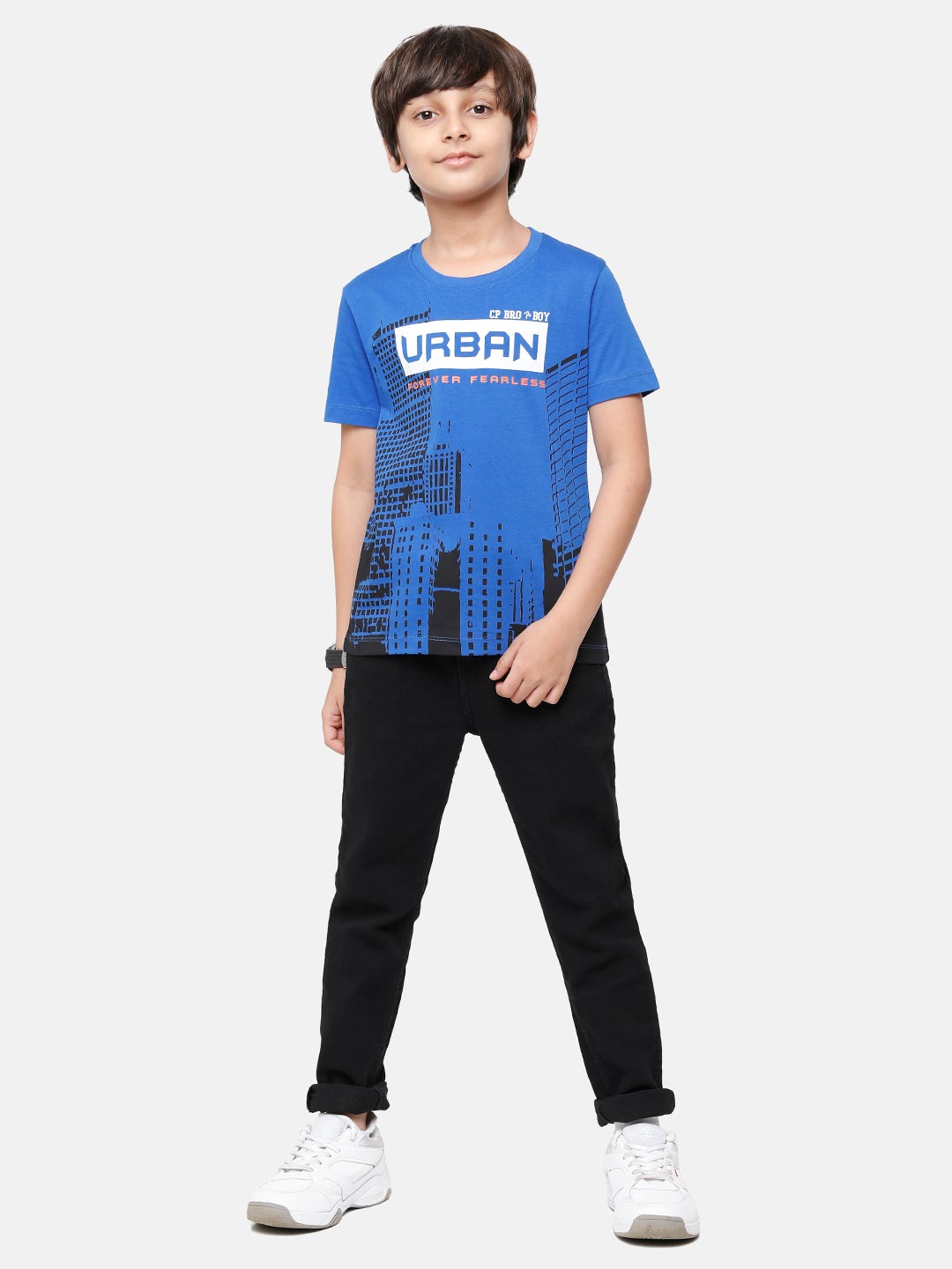 CP Boys Navy Printed Slim Fit Round Neck T-Shirt T-shirt Classic Polo 