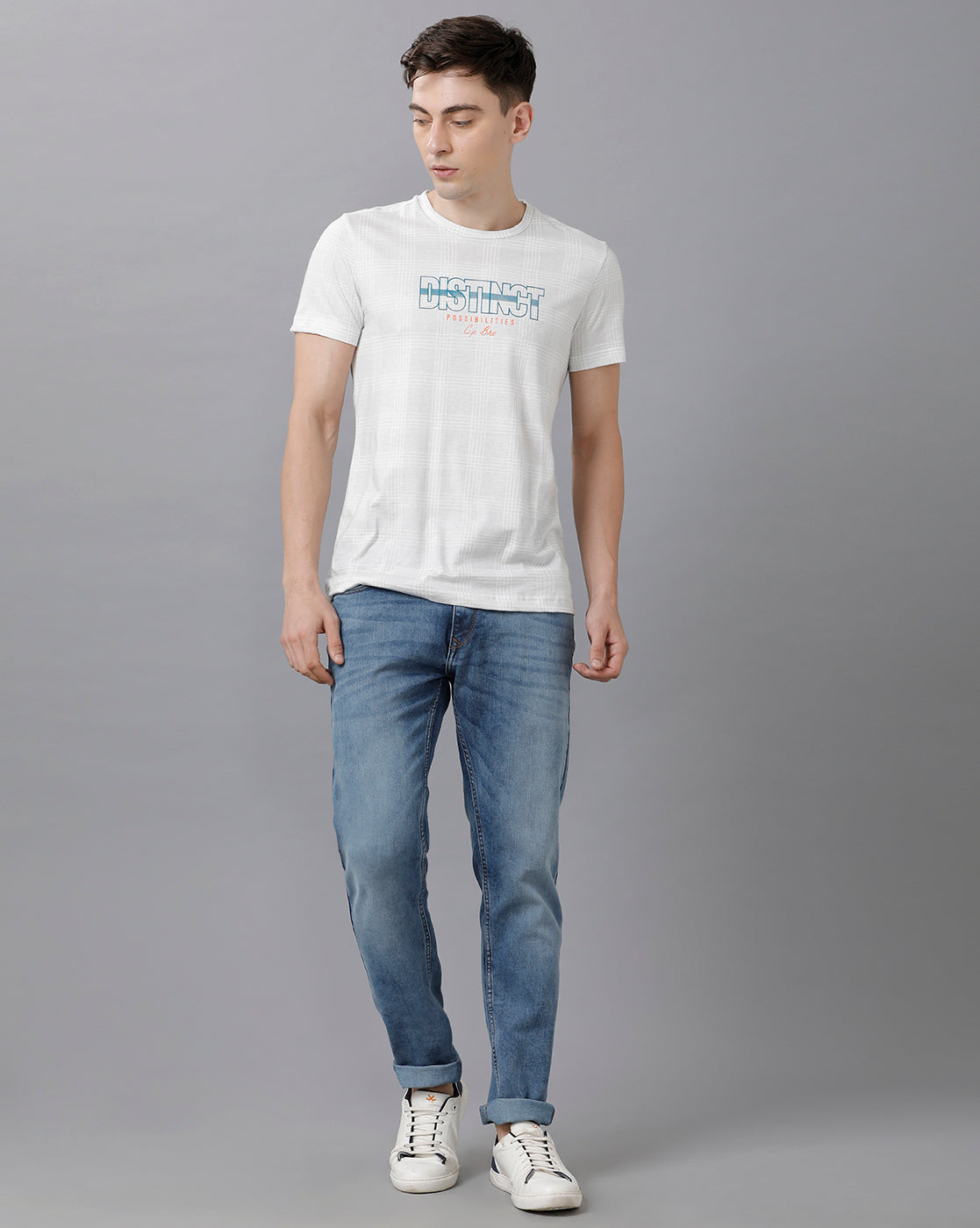 CP BRO Men's Cotton Printed Half Sleeve Slim Fit Round Neck White Color T-Shirt | Brcn 506