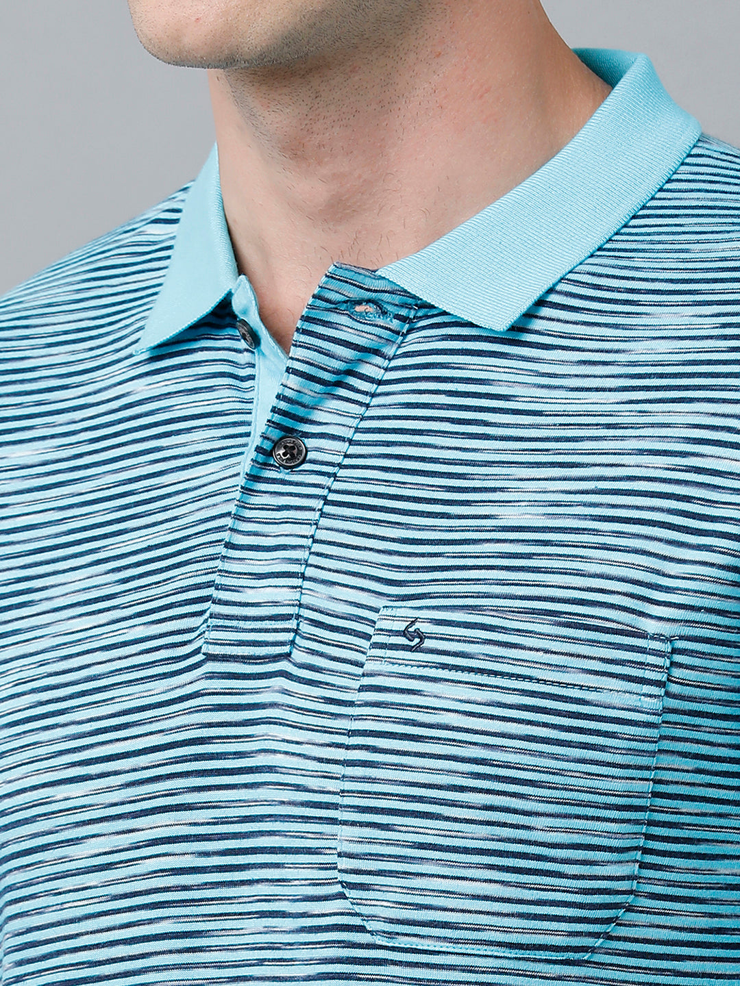 Classic Polo Men's Cotton Half Sleeve Striped Authentic Fit Polo Neck Sky Blue Color T-Shirt | Nexon - 04 A