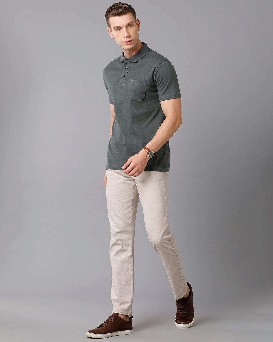 Classic Polo Men's Cotton Solid Half Sleeve Slim Fit Polo Neck Green Color T-Shirt | HS-UNICO - 02 A