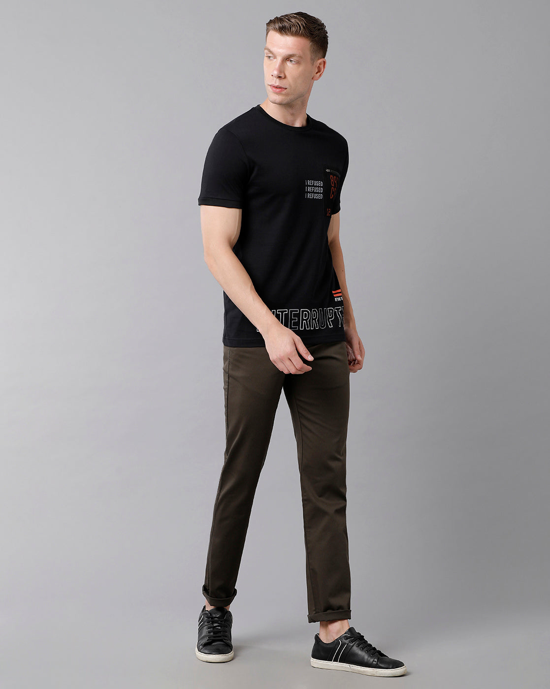 CP BRO Men's Cotton Solid Slim Fit Olive Color Trousers | Tbn2-27 B