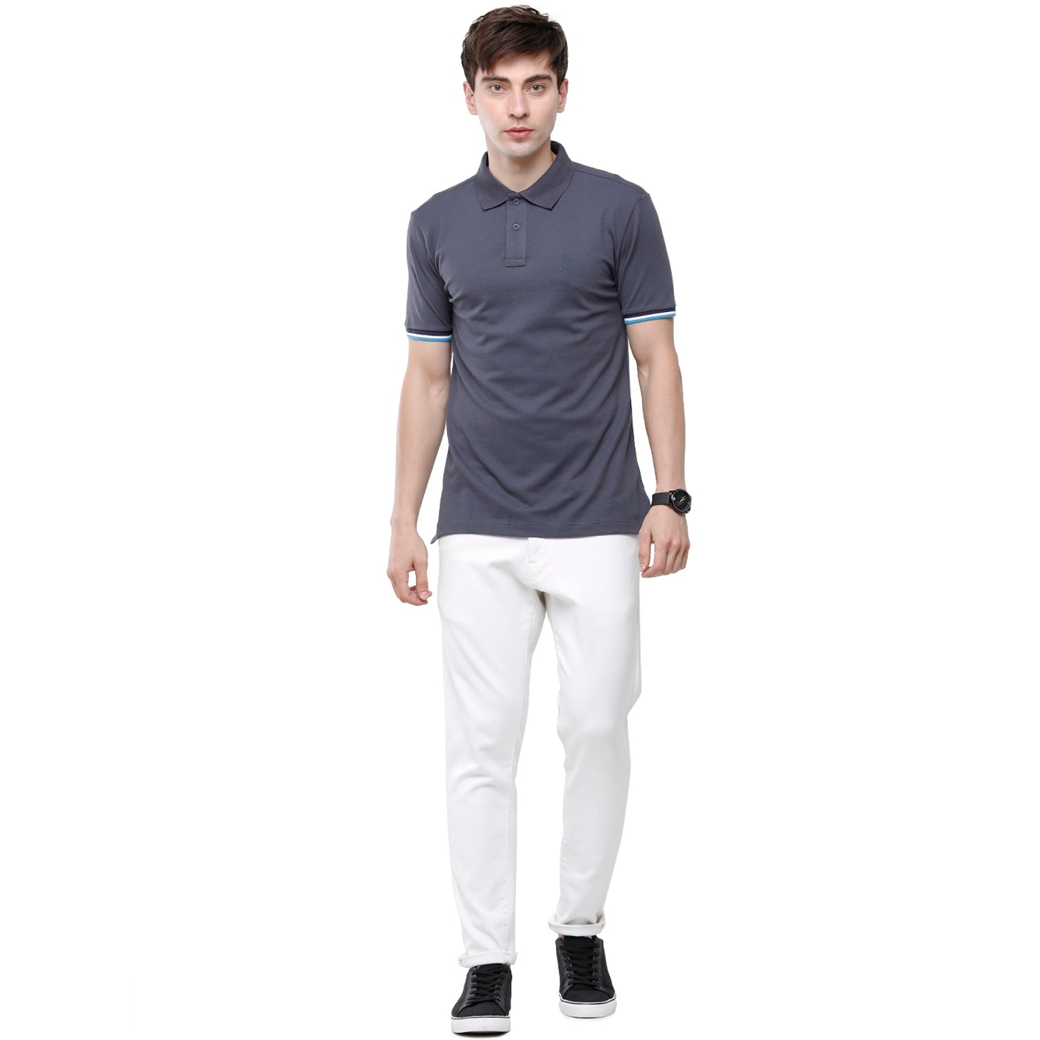 Classic polo Men's Grey Lycra Cotton Stretch Polo Half Sleeve Slim Fit T-Shirt - Tarte Indian Ink T-shirt Classic Polo 