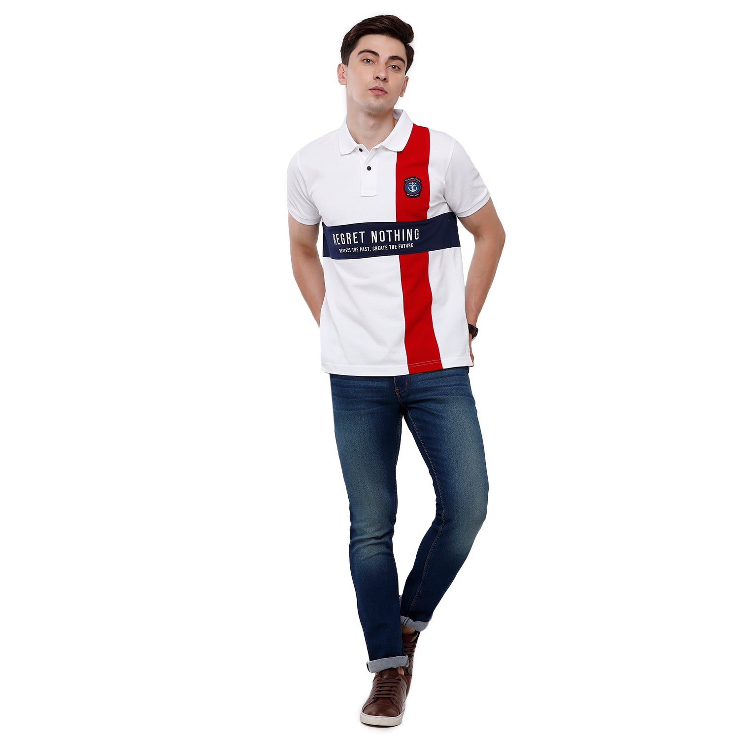 Swiss Club Mens Color Block Half Sleeve Slim Fit T-Shirt (STAG - 201 A SF P) T-shirt Swiss Club 