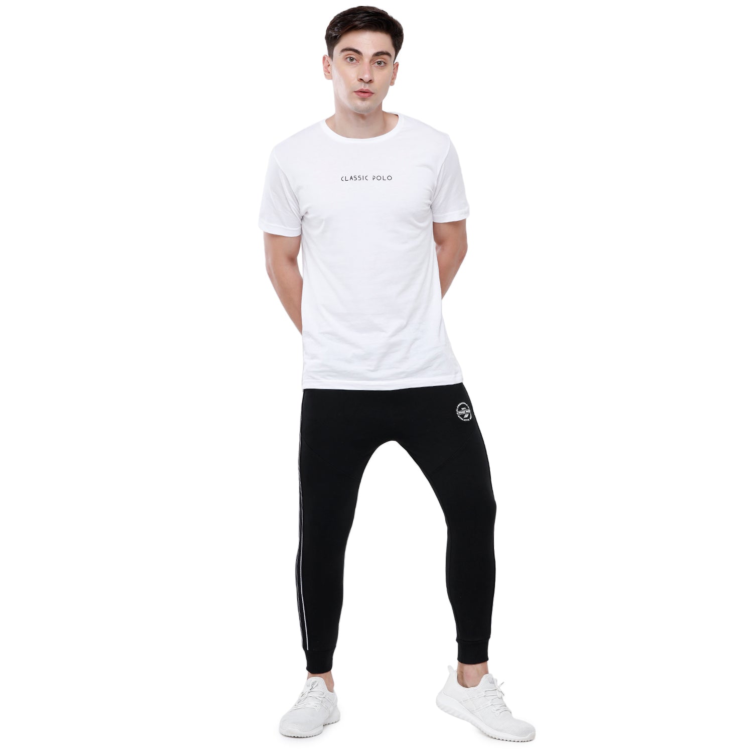 Classic Polo Men's Black Solid Melange Slim Fit Smart Jogger Pant - Gioz-05 C Classic Polo 