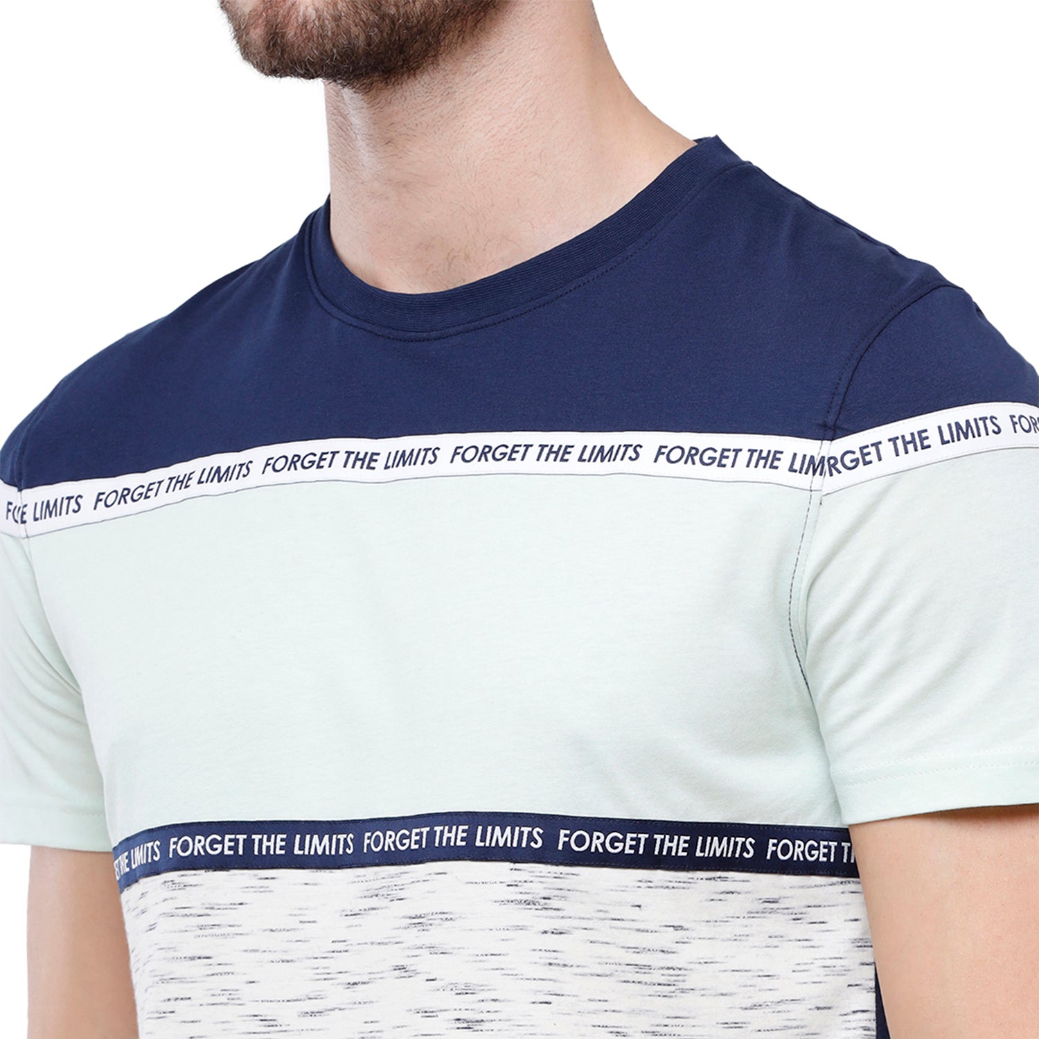 Swiss Club Mens Blue Color Block Slim Fit Half Sleeve Round Neck T-Shirt (CUB - 49 A SF C) T-shirt Swiss Club 