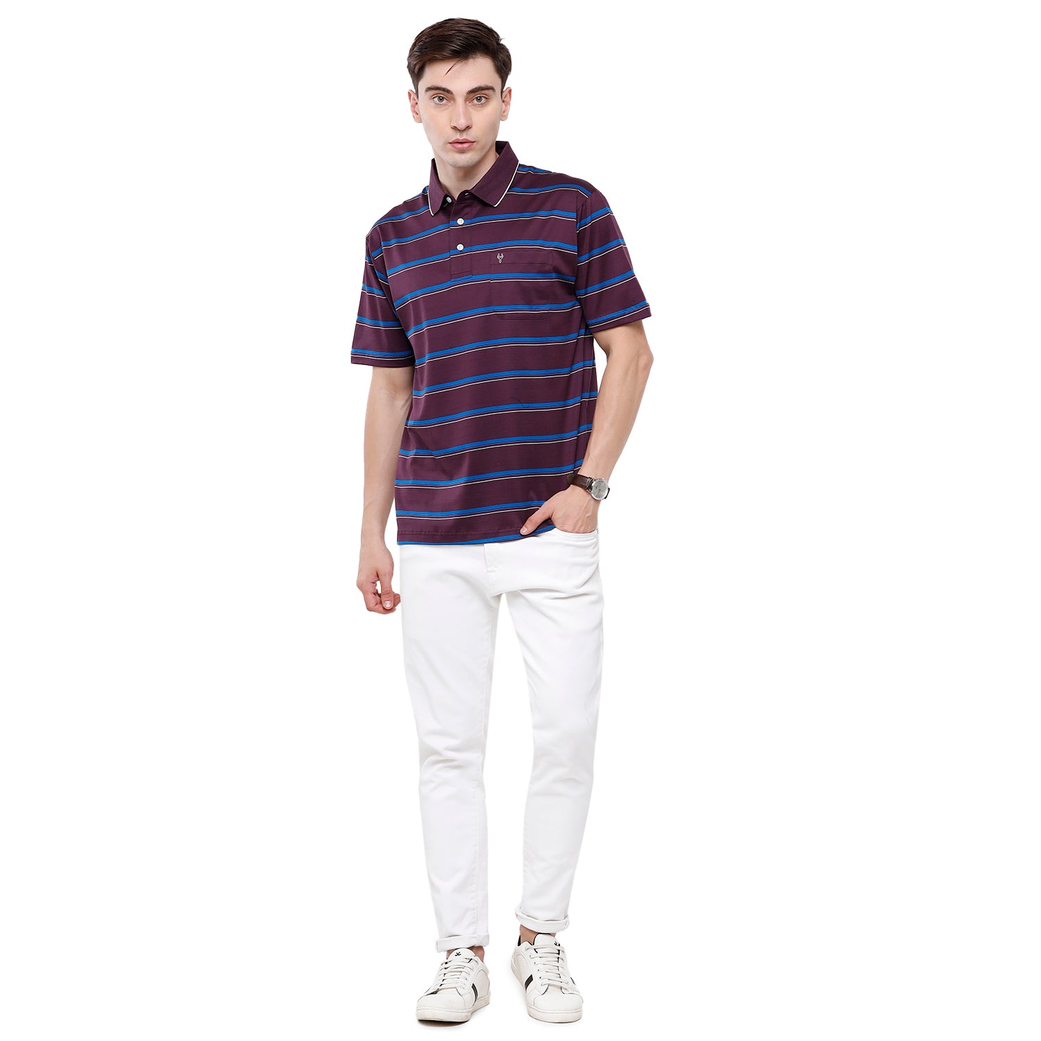Classic Polo Mens Stripes Half Sleeve Authentic Fit T-Shirt (ULTIMO - 259 B AF P) T-shirt Classic Polo 