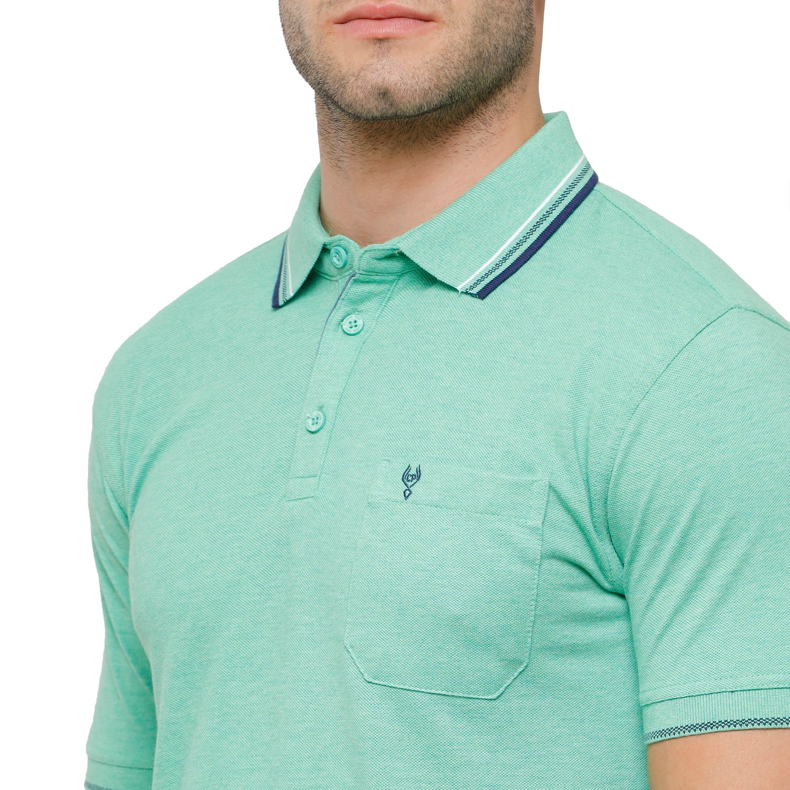 Classic polo Men's Turquoise Melange Polo Half Sleeve Slim Fit T-Shirt - Toza-Aqua Mel T-shirt Classic Polo 