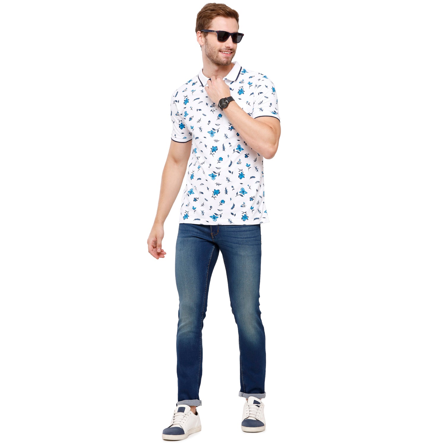 Classic Polo Mens Printed Half Sleeve Slim Fit Polo Neck T-Shirt (BEAU - 162 A SF P) T-shirt Classic Polo 