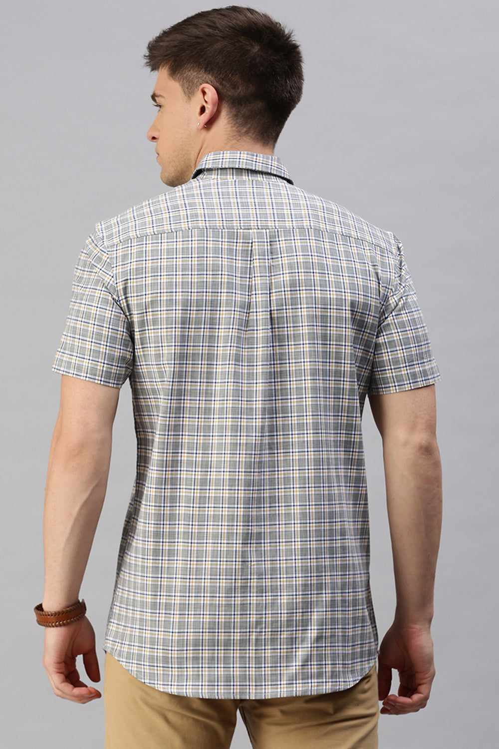 Classic Polo Men's Cotton Half Sleeve Checked Slim Fit Polo Neck Multicolur Woven Shirt | So1-66 A