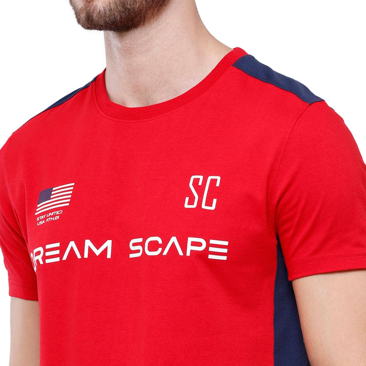 Swiss Club Mens Chest Print Red Slim Fit Sporty Half Sleeve Round Neck T-Shirt - CUB - 42 A T-shirt Swiss Club 