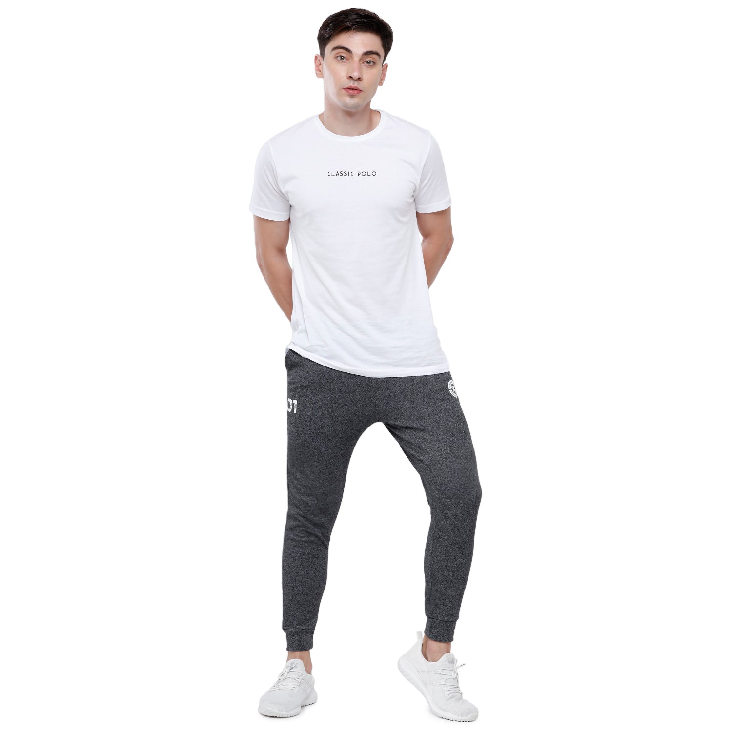 Classic Polo Men's Black Solid Mélange Slim Fit Sporty Jogger Pant - Gioz-04 C Track Pants Classic Polo 