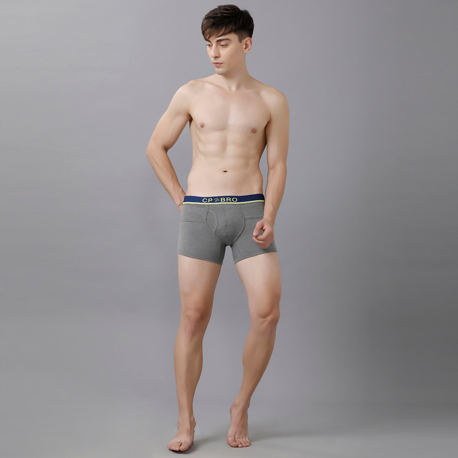 CP BRO Men's Solid Trunks with Exposed Waistband - Dark Grey CP BRO Men's Solid