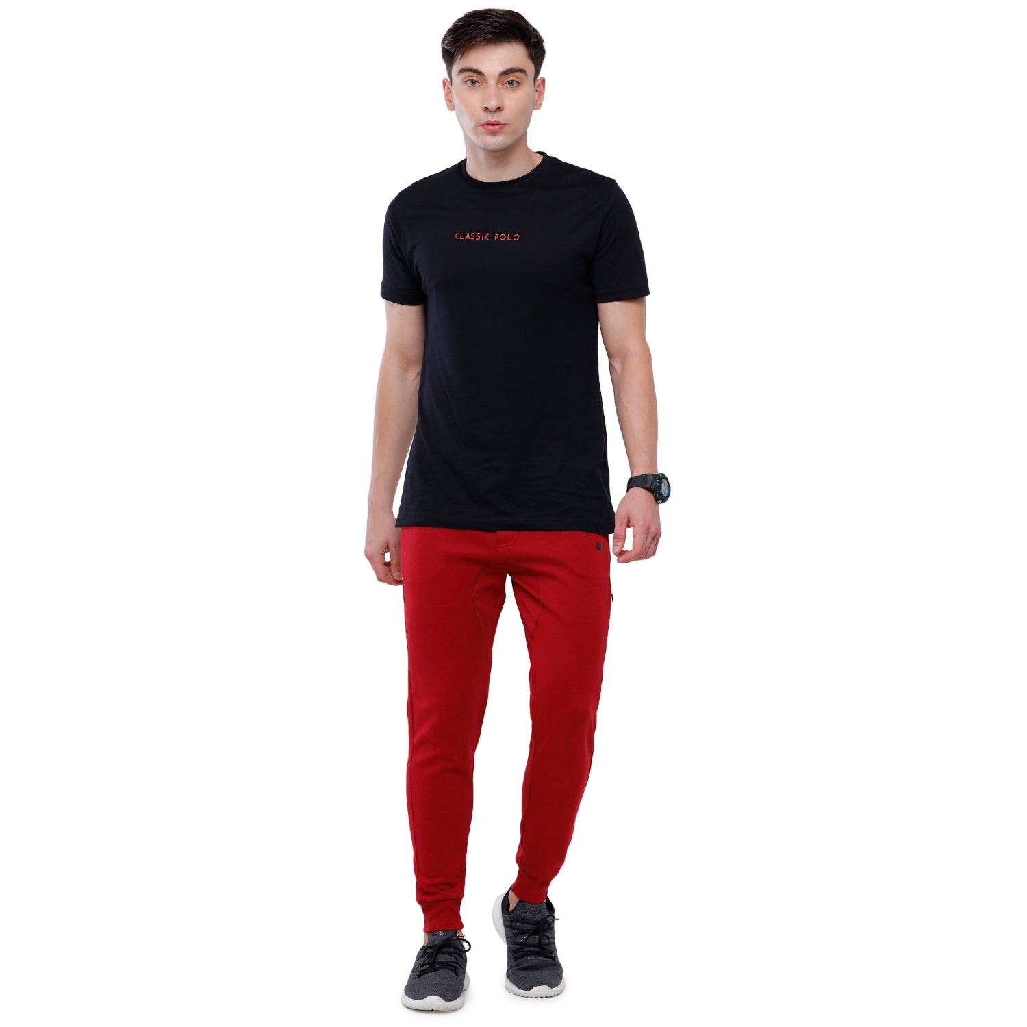 Classic Polo Men's Red Solid Mélange Slim Fit Stylish Jogger Pant - Gioz-03 A Track Pants Classic Polo 